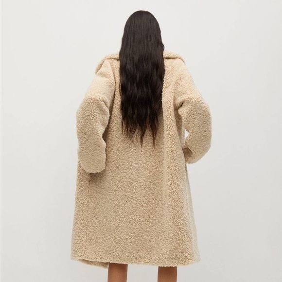 Mango Faux Shearling Fur Coat New - Picture 3 of 7